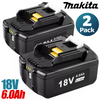 Makita 18V 6.0Ah LXT BL1860 Power Tools Replacement Li-Ion Battery (2-Pack Set)